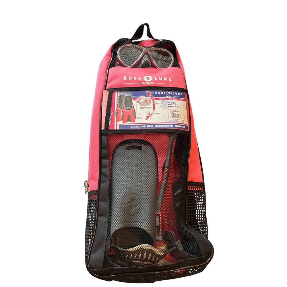Aqua Lung Sport Snorkel Set Jewel Mask Coronado Snorkel Croma Fins Red S/M